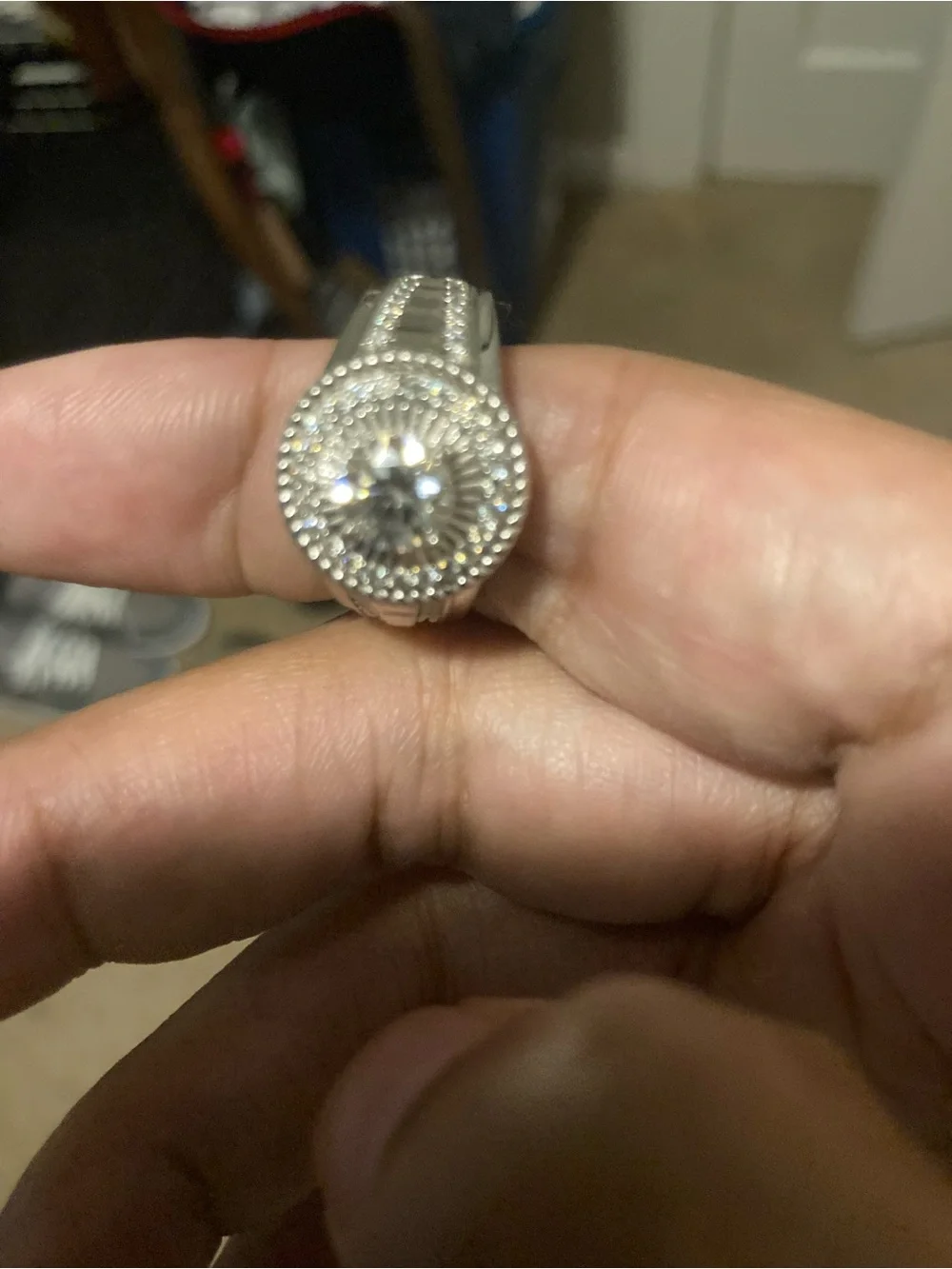 Moissanite Ring with real silver